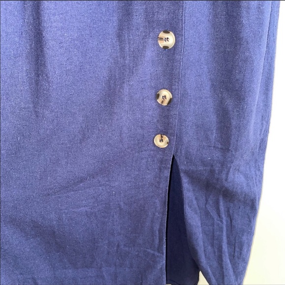 Urban Romantics blue linen button up dress small - Picture 5 of 8